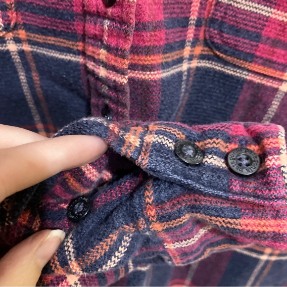 Patagonia Button Down Plaid Fjord Flannel Size 14 Pink Blue - Picture 8 of 10